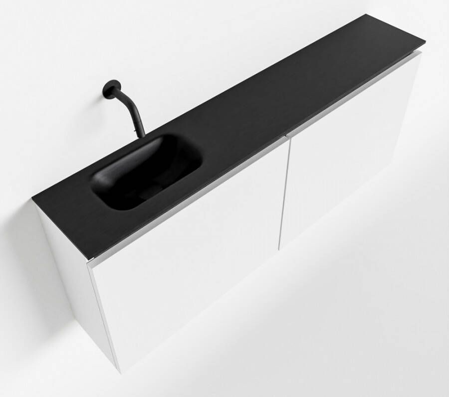Mondiaz TURE Toiletmeubel 120x23x50cm met 0 kraangaten 2 deuren talc mat Wastafel Eden links Solid Surface Zwart FK75341387