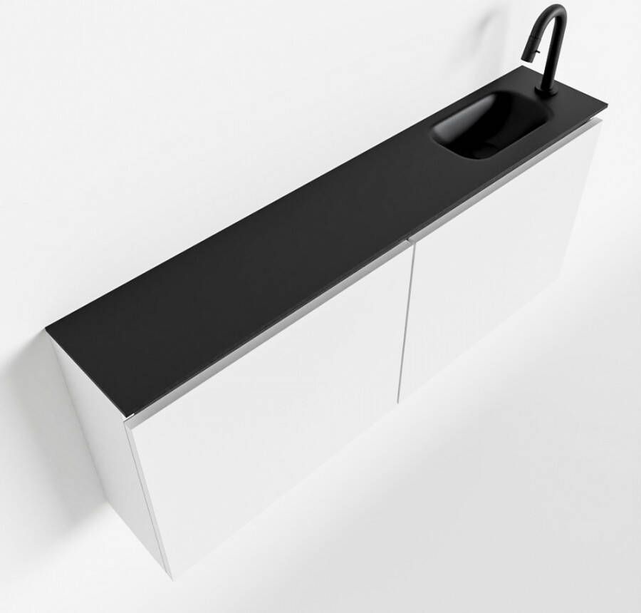 Mondiaz TURE Toiletmeubel 120x23x50cm met 1 kraangaten 2 deuren talc mat Wastafel Eden rechts Solid Surface Zwart FK75341388