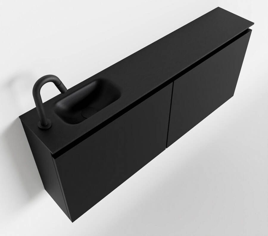 Mondiaz TURE Toiletmeubel 120x23x50cm met 1 kraangaten 2 deuren urban mat Wastafel Eden links Solid Surface Zwart FK75341415