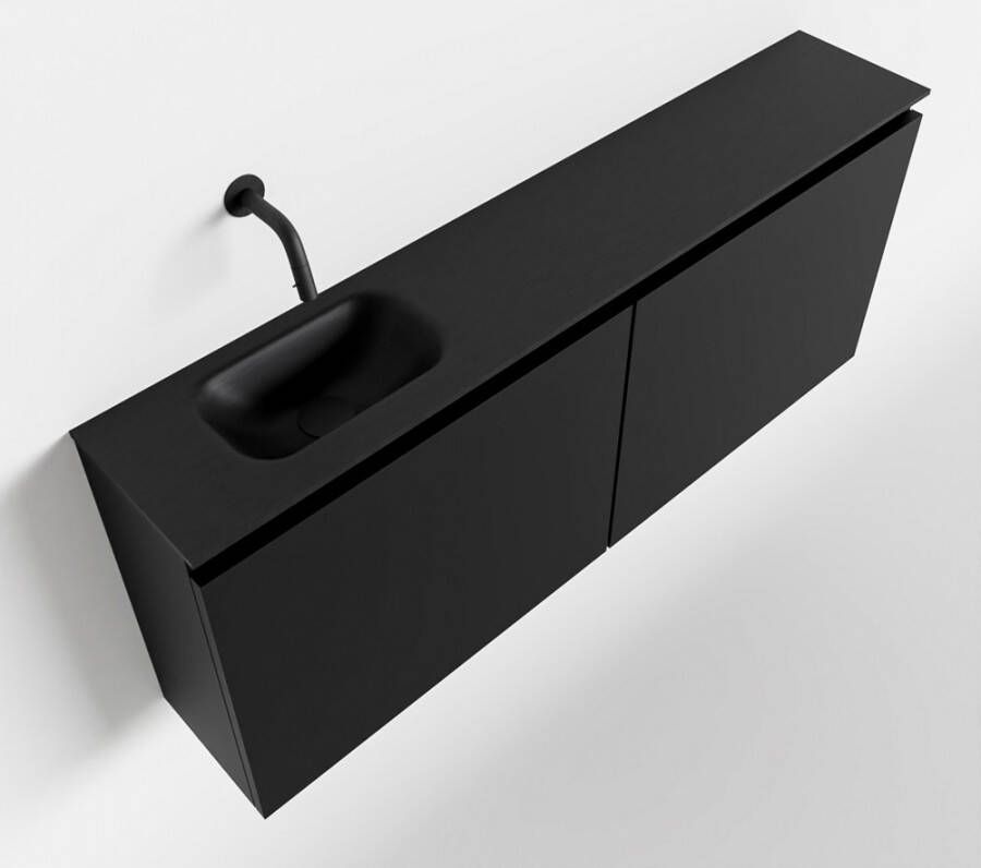 Mondiaz TURE Toiletmeubel 120x23x50cm met 0 kraangaten 2 deuren urban mat Wastafel Eden links Solid Surface Zwart FK75341416