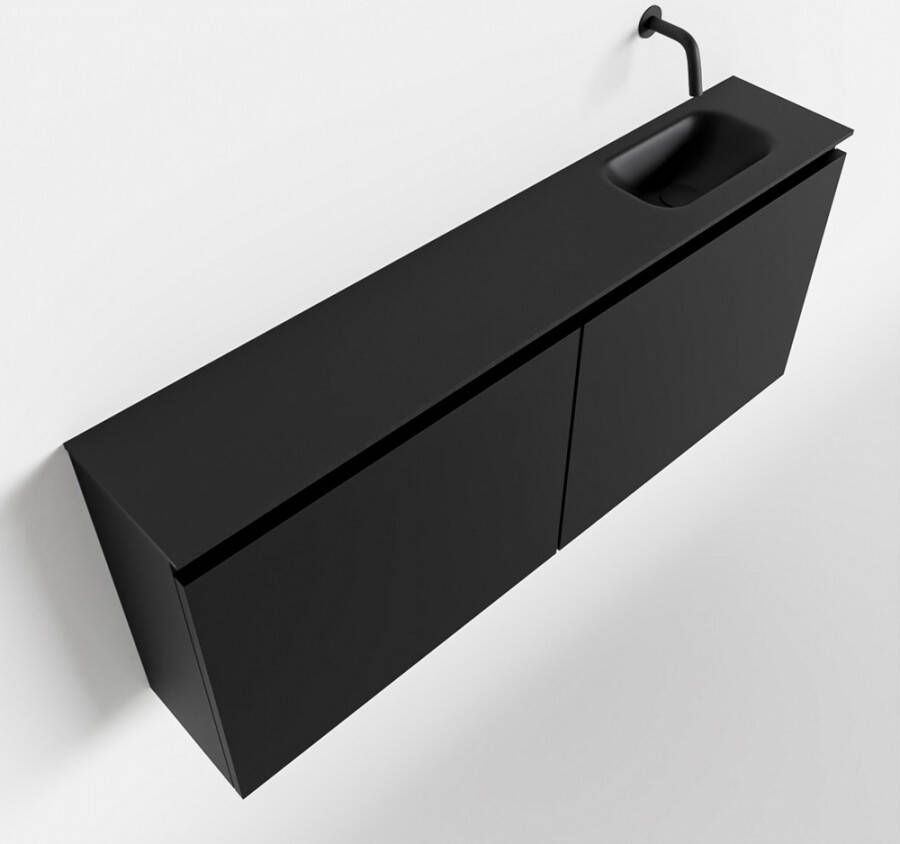 Mondiaz TURE Toiletmeubel 120x23x50cm met 0 kraangaten 2 deuren urban mat Wastafel Eden rechts Solid Surface Zwart FK75341418