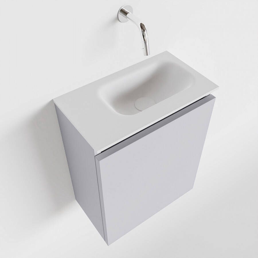 Mondiaz TURE Toiletmeubel 40x23x50cm met 0 kraangaten 1 deuren cale mat Wastafel Eden rechts Solid Surface Wit FK75341246