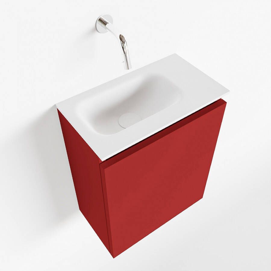 Mondiaz TURE Toiletmeubel 40x23x50cm met 0 kraangaten 1 deuren fire mat Wastafel Eden links Solid Surface Wit FK75341184
