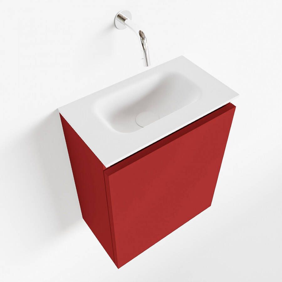 Mondiaz TURE Toiletmeubel 40x23x50cm met 0 kraangaten 1 deuren fire mat Wastafel Eden midden Solid Surface Wit FK75341182