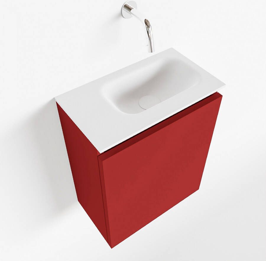 Mondiaz TURE Toiletmeubel 40x23x50cm met 0 kraangaten 1 deuren fire mat Wastafel Eden rechts Solid Surface Wit FK75341186