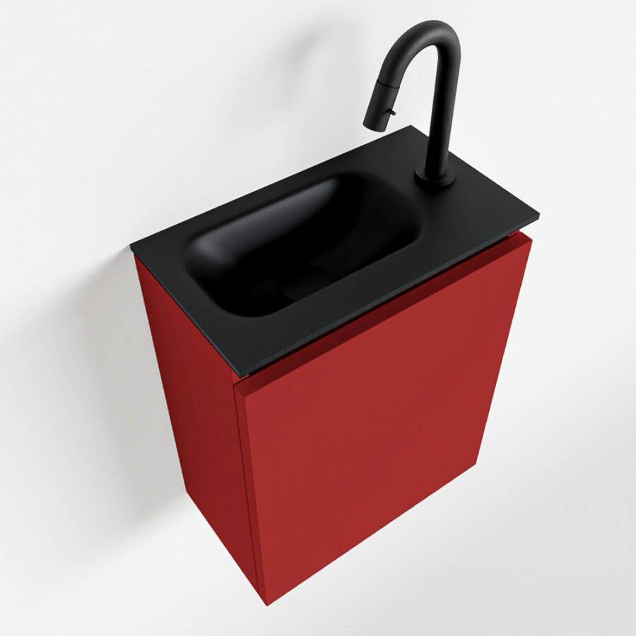 Mondiaz TURE Fonteinset 40x23x50cm 1 kraangat 1 deur fire mat Wasbak links Solid Surface Zwart FK75341536