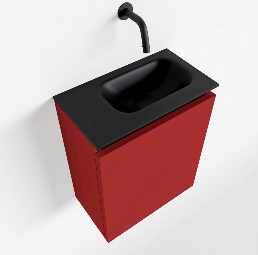 Mondiaz TURE Toiletmeubel 40x23x50cm met 0 kraangaten 1 deuren fire mat Wastafel Eden rechts Solid Surface Zwart FK75341539