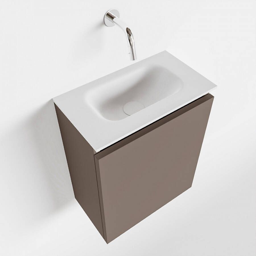 Mondiaz TURE Toiletmeubel 40x23x50cm met 0 kraangaten 1 deuren smoke mat Wastafel Eden midden Solid Surface Wit FK75341092