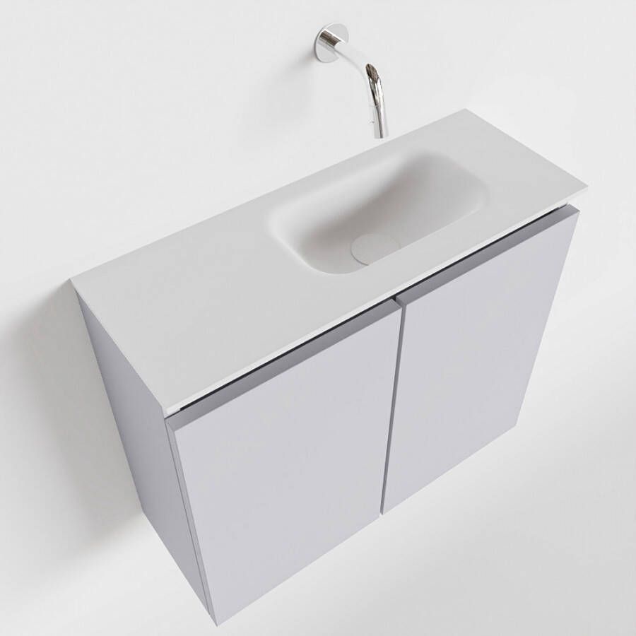 Mondiaz TURE Fonteinset 60x23x50cm 0 kraangaten 2 deuren cale mat Wasbak rechts Solid Surface Wit FK75341252