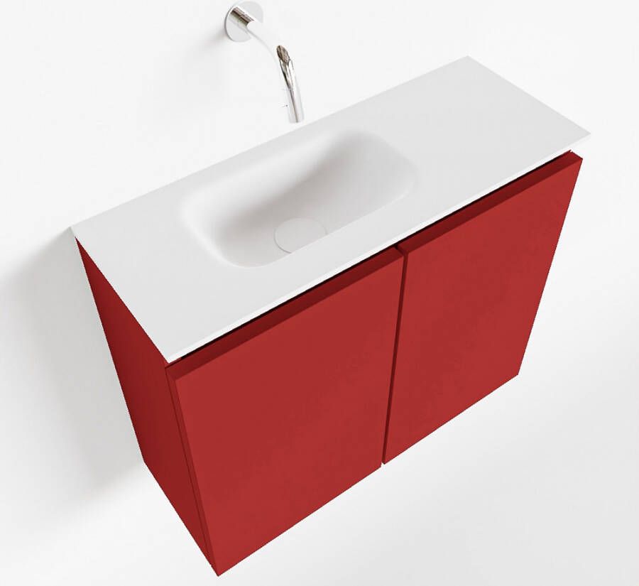 Mondiaz TURE Toiletmeubel 60x23x50cm met 0 kraangaten 2 deuren fire mat Wastafel Eden links Solid Surface Wit FK75341190