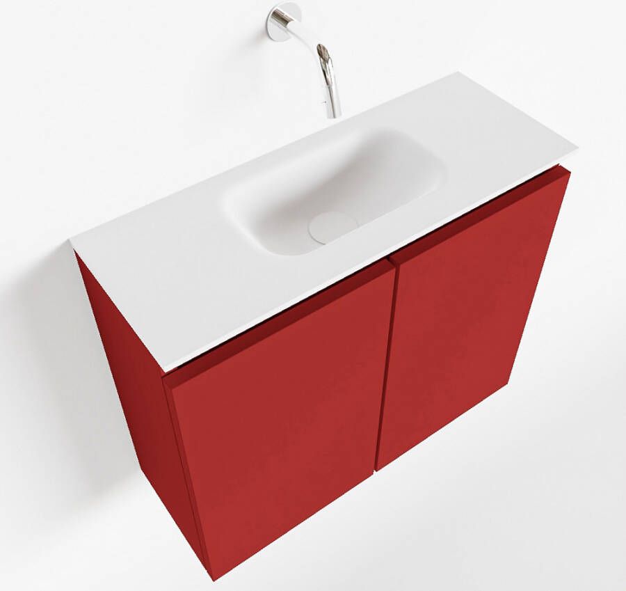 Mondiaz TURE Toiletmeubel 60x23x50cm met 0 kraangaten 2 deuren fire mat Wastafel Eden midden Solid Surface Wit FK75341188