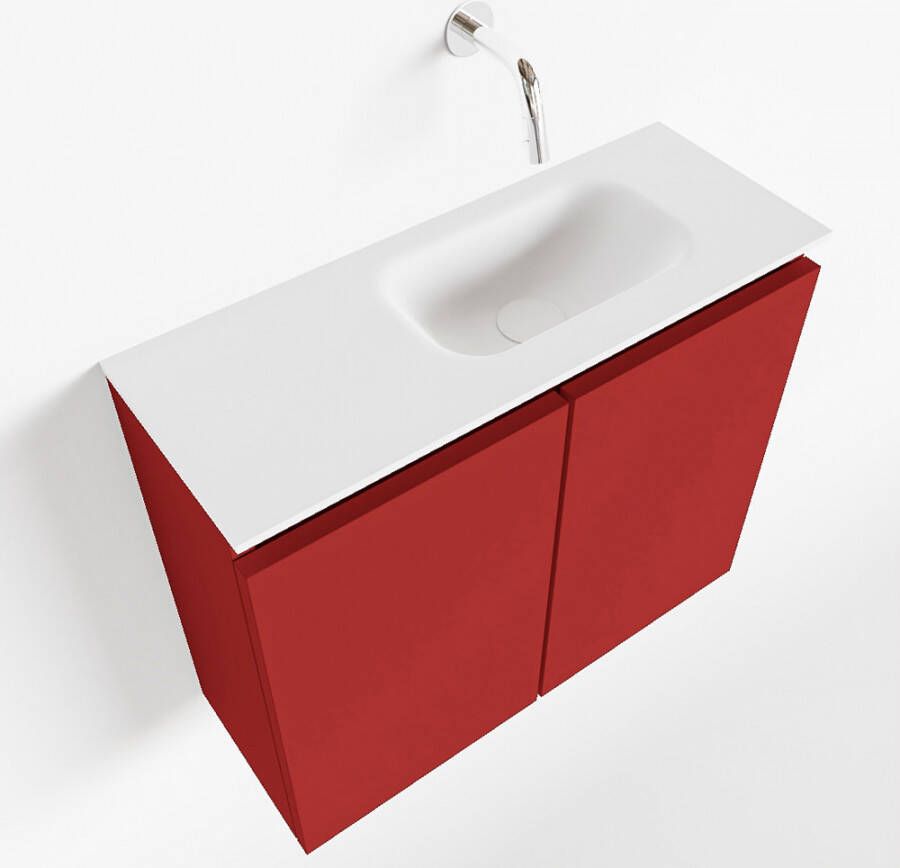 Mondiaz TURE Toiletmeubel 60x23x50cm met 0 kraangaten 2 deuren fire mat Wastafel Eden rechts Solid Surface Wit FK75341192