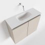 Mondiaz TURE Toiletmeubel 60x23x50cm met 0 kraangaten 2 deuren linen mat Wastafel Eden midden Solid Surface Wit FK75341218 - Thumbnail 1
