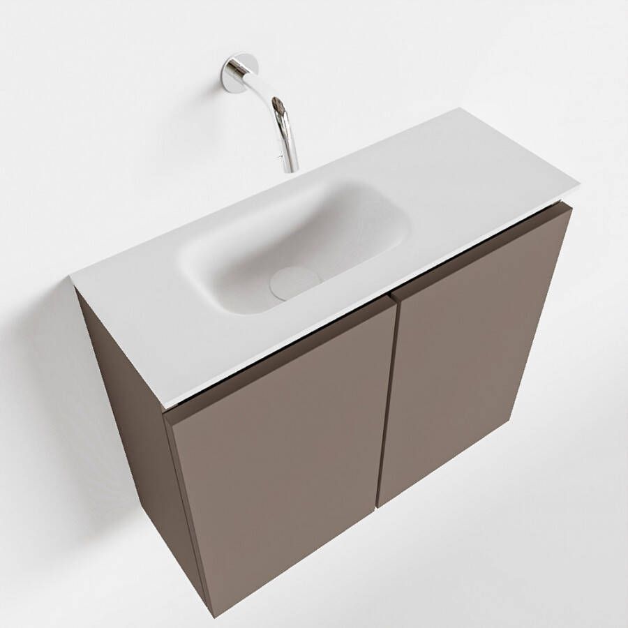Mondiaz TURE Toiletmeubel 60x23x50cm met 0 kraangaten 2 deuren smoke mat Wastafel Eden links Solid Surface Wit FK75341100