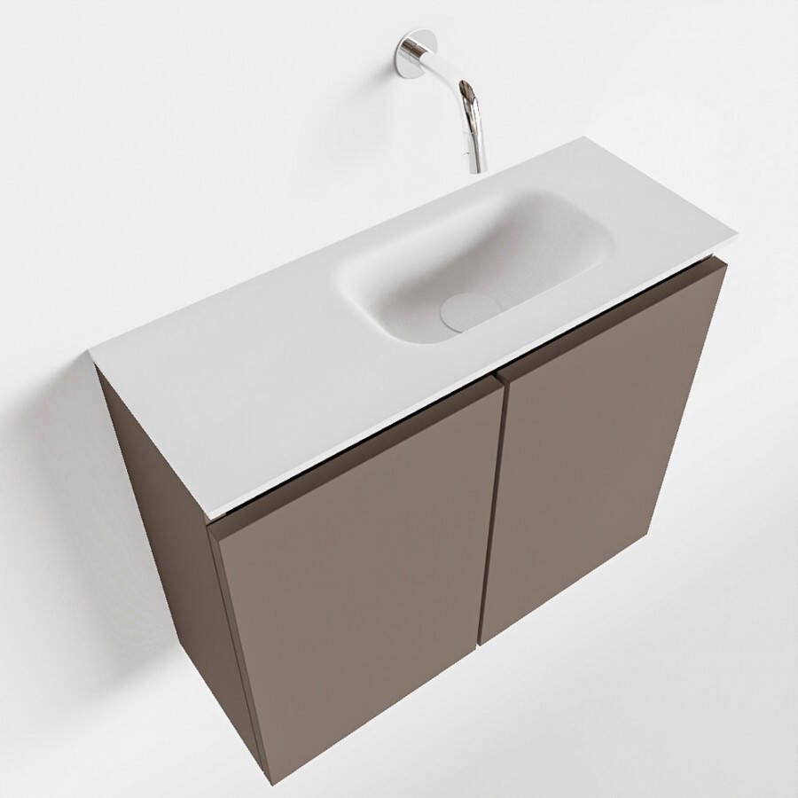 Mondiaz TURE Toiletmeubel 60x23x50cm met 0 kraangaten 2 deuren smoke mat Wastafel Eden rechts Solid Surface Wit FK75341102