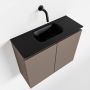 Mondiaz TURE Toiletmeubel 60x23x50cm met 0 kraangaten 2 deuren smoke mat Wastafel Eden midden Solid Surface Zwart FK75341454 - Thumbnail 1