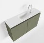 Mondiaz TURE Toiletmeubel 80x23x50cm met 1 kraangaten 2 deuren army mat Wastafel Eden midden Solid Surface Wit FK75341133 - Thumbnail 1