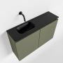 Mondiaz TURE Toiletmeubel 80x23x50cm met 0 kraangaten 2 deuren army mat Wastafel Eden links Solid Surface Zwart FK75341491 - Thumbnail 1