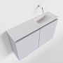 Mondiaz TURE Toiletmeubel 80x23x50cm met 0 kraangaten 2 deuren cale mat Wastafel Eden rechts Solid Surface Wit FK75341258 - Thumbnail 1