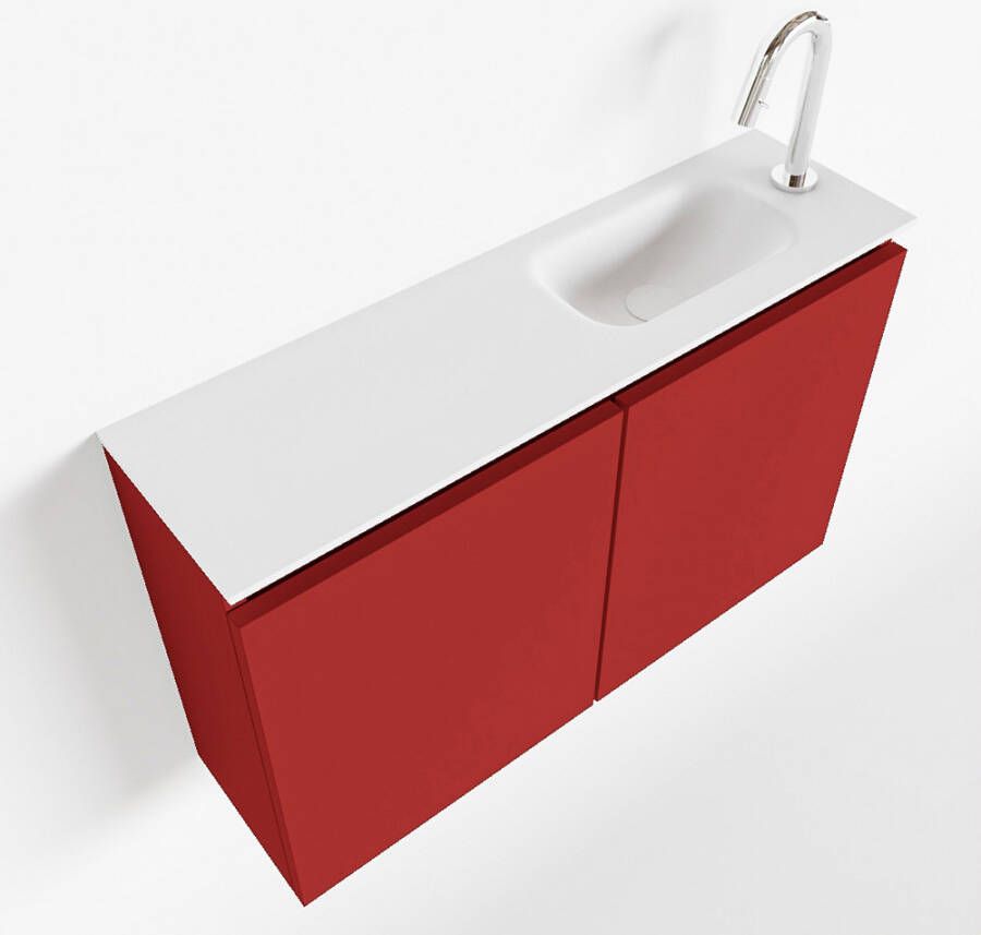 Mondiaz TURE Toiletmeubel 80x23x50cm met 1 kraangaten 2 deuren fire mat Wastafel Eden rechts Solid Surface Wit FK75341197