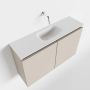 Mondiaz TURE Toiletmeubel 80x23x50cm met 0 kraangaten 2 deuren linen mat Wastafel Eden midden Solid Surface Wit FK75341224 - Thumbnail 1
