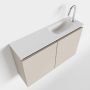 Mondiaz TURE Fonteinset 80x23x50cm 1 kraangat 2 deuren linen mat Wasbak rechts Solid Surface Wit FK75341227 - Thumbnail 1