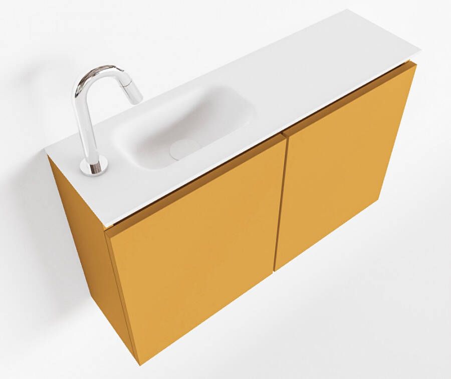 Mondiaz TURE 80cm toiletmeubel ocher. EDEN wastafel talc links 1 kraangat