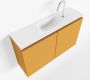 Mondiaz TURE Toiletmeubel 80x23x50cm met 1 kraangaten 2 deuren ocher mat Wastafel Eden midden Solid Surface Wit FK75341163 - Thumbnail 1