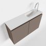 Mondiaz TURE Toiletmeubel 80x23x50cm met 1 kraangaten 2 deuren smoke mat Wastafel Eden rechts Solid Surface Wit FK75341107 - Thumbnail 1