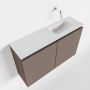 Mondiaz TURE Toiletmeubel 80x23x50cm met 0 kraangaten 2 deuren smoke mat Wastafel Eden rechts Solid Surface Wit FK75341108 - Thumbnail 1