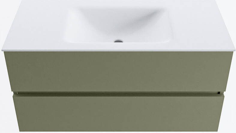 Mondiaz VICA 100cm badmeubel onderkast Army 2 lades. Wastafel CLOUD midden 1 kraangat kleur Talc.