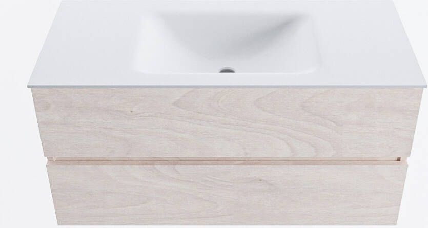 Mondiaz VICA 100cm badmeubel onderkast Underlayment 2 lades. Wastafel CLOUD midden zonder kraangat kleur Talc.