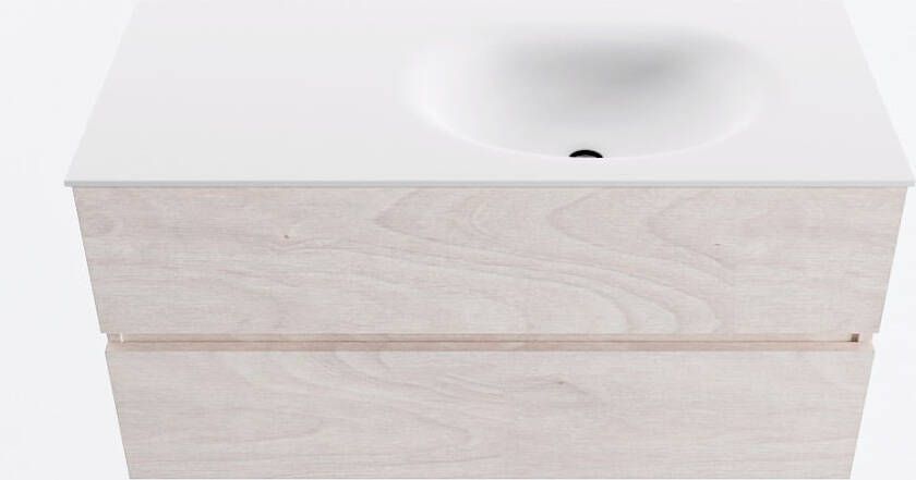 Mondiaz VICA 100cm badmeubel onderkast Underlayment 2 lades. Wastafel MOON rechts 1 kraangat kleur Talc.