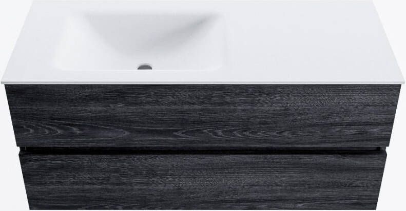 Mondiaz VICA 110cm badmeubel onderkast Antracite 2 lades. Wastafel CLOUD links zonder kraangat kleur Talc.