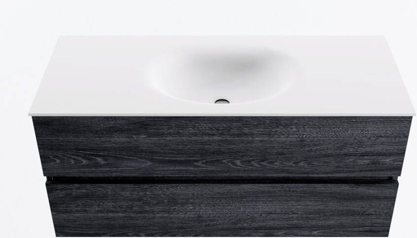 Mondiaz VICA 110cm badmeubel onderkast Antracite 2 lades. Wastafel MOON midden zonder kraangat kleur Talc.