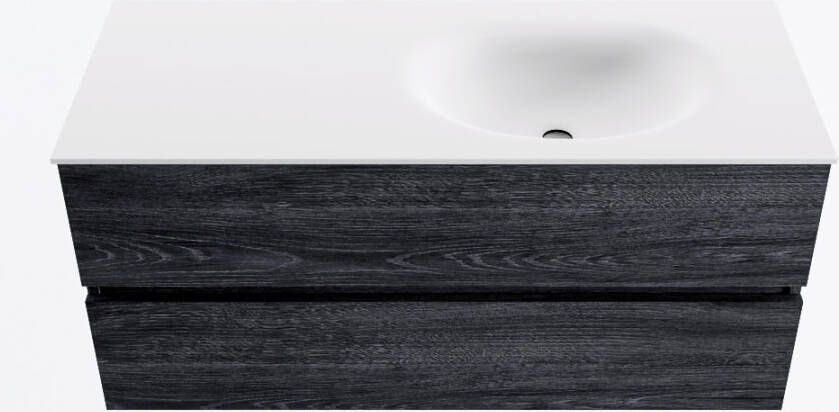 Mondiaz VICA 110cm badmeubel onderkast Antracite 2 lades. Wastafel MOON rechts 1 kraangat kleur Talc.