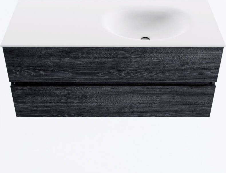 Mondiaz VICA 110cm badmeubel onderkast Antracite 2 lades. Wastafel MOON rechts zonder kraangat kleur Talc.