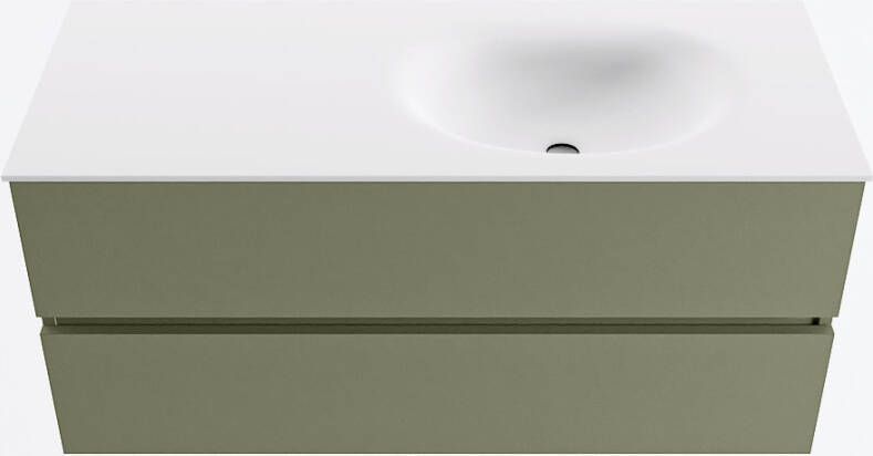 Mondiaz VICA 110cm badmeubel onderkast Army 2 lades. Wastafel MOON rechts 1 kraangat kleur Talc.