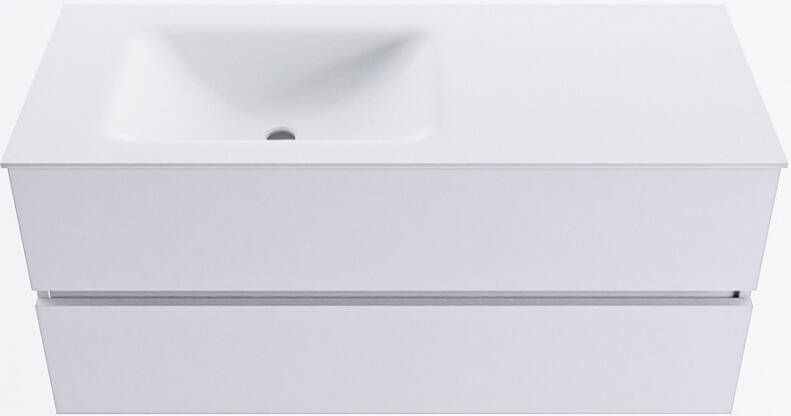 Mondiaz VICA 110cm badmeubel onderkast Cale 2 lades. Wastafel CLOUD links 1 kraangat kleur Talc.