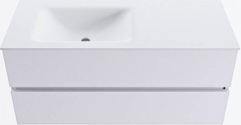Mondiaz VICA 110cm badmeubel onderkast Cale 2 lades. Wastafel CLOUD links zonder kraangat kleur Talc.