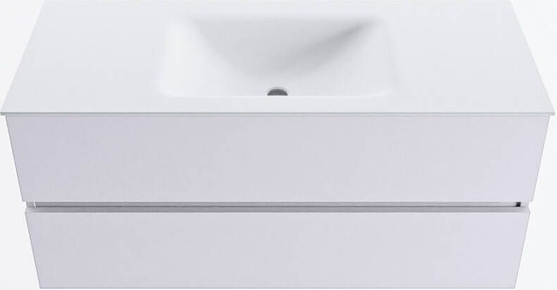 Mondiaz VICA 110cm badmeubel onderkast Cale 2 lades. Wastafel CLOUD midden 1 kraangat kleur Talc.