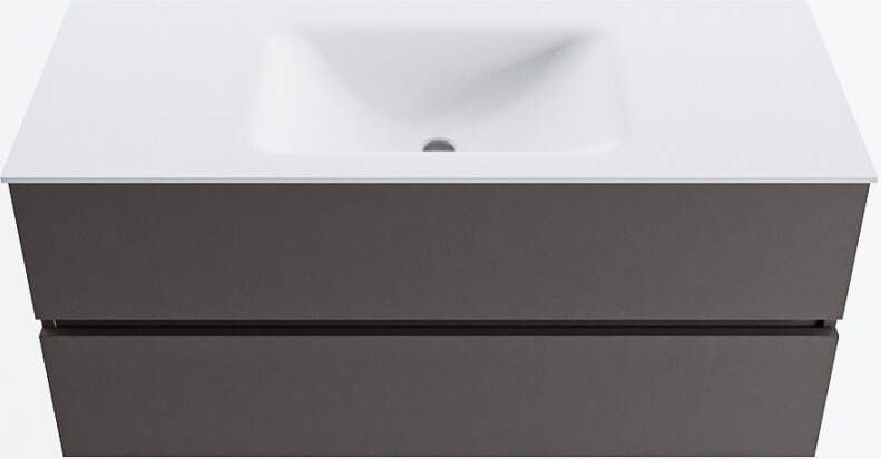 Mondiaz VICA 110cm badmeubel onderkast Dark Grey 2 lades. Wastafel CLOUD midden 1 kraangat kleur Talc.