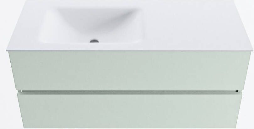 Mondiaz VICA 110cm badmeubel onderkast Greey 2 lades. Wastafel CLOUD links 1 kraangat kleur Talc.