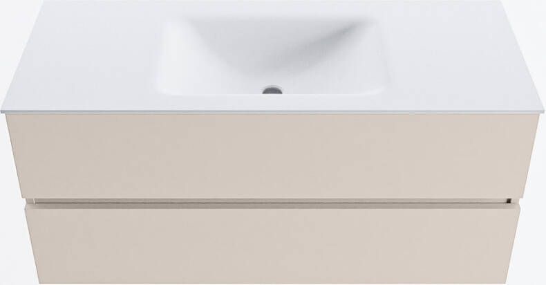 Mondiaz VICA 110cm badmeubel onderkast Linen 2 lades. Wastafel CLOUD midden 1 kraangat kleur Talc.