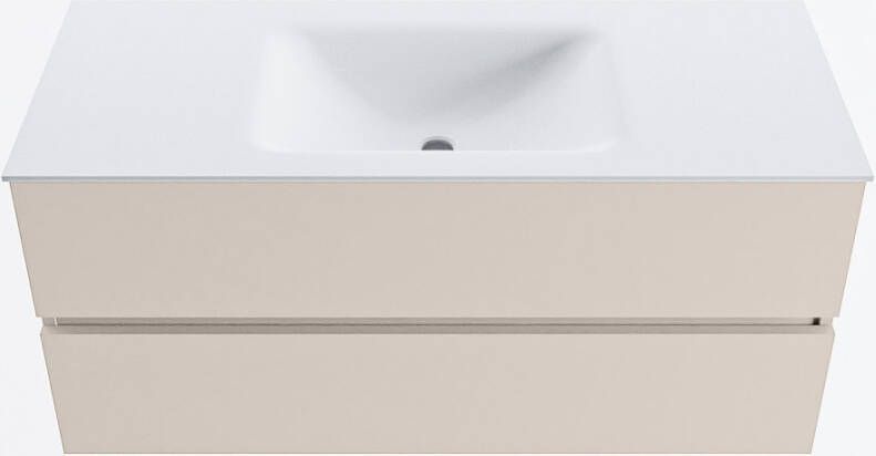 Mondiaz VICA 110cm badmeubel onderkast Linen 2 lades. Wastafel CLOUD midden zonder kraangat kleur Talc.