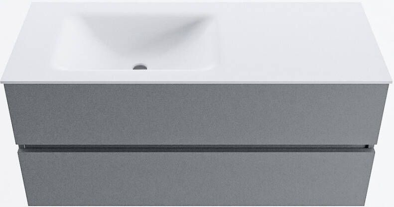 Mondiaz VICA 110cm badmeubel onderkast Plata 2 lades. Wastafel CLOUD links 1 kraangat kleur Talc.