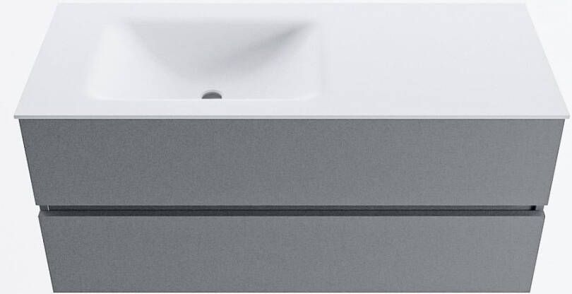 Mondiaz VICA 110cm badmeubel onderkast Plata 2 lades. Wastafel CLOUD links zonder kraangat kleur Talc.