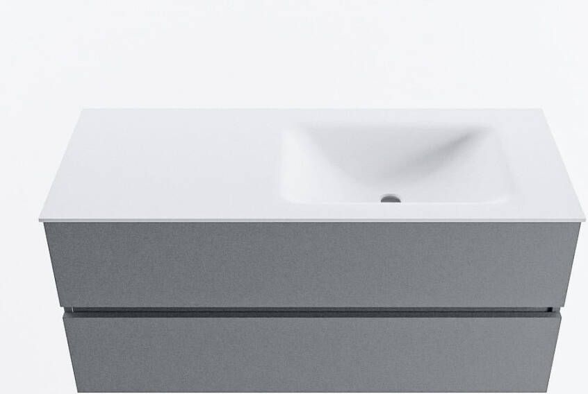 Mondiaz VICA 110cm badmeubel onderkast Plata 2 lades. Wastafel CLOUD rechts 1 kraangat kleur Talc.