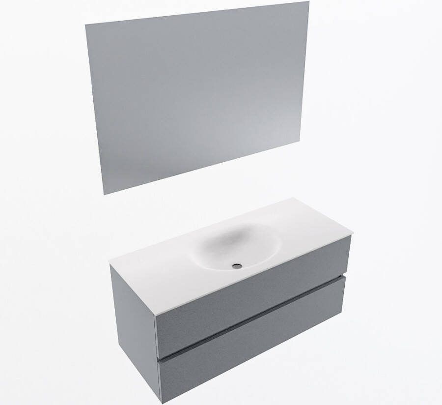 Mondiaz VICA 110cm badmeubel onderkast Plata 2 lades. Wastafel MOON midden zonder kraangat kleur Talc.