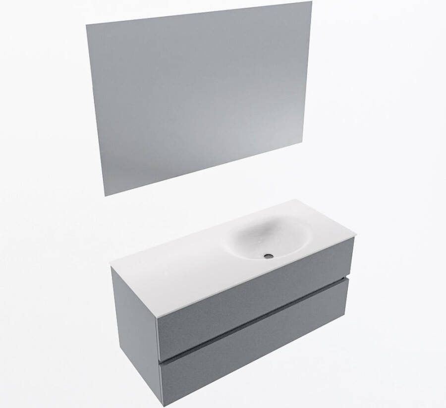 Mondiaz VICA 110cm badmeubel onderkast Plata 2 lades. Wastafel MOON rechts zonder kraangat kleur Talc.